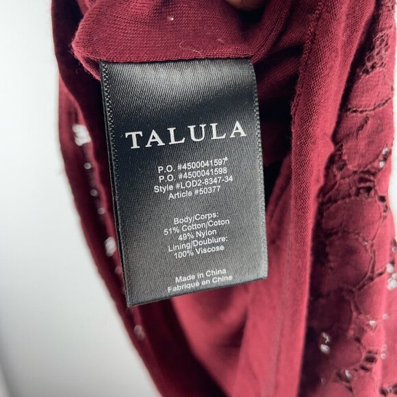 ARITZIA TALULA Belgravia Lace Bordeaux Burgundy Summer Spring Mini Dress sz XS - Picture 6 of 7